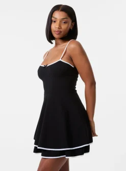 Contrast Binding Tiered Mini Dress