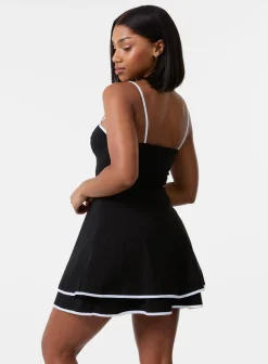 Contrast Binding Tiered Mini Dress