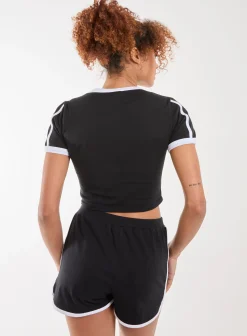 Contrast Piping Cropped T-Shirt