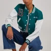 Contrast Sleeve Baseball Jacket