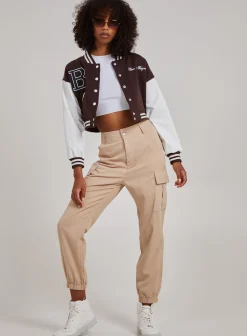 Contrast Sleeve Baseball Jacket