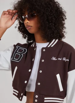 Contrast Sleeve Baseball Jacket