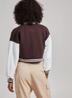 Contrast Sleeve Baseball Jacket