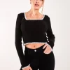 Contrast Stitch Long Sleeve Knit Top