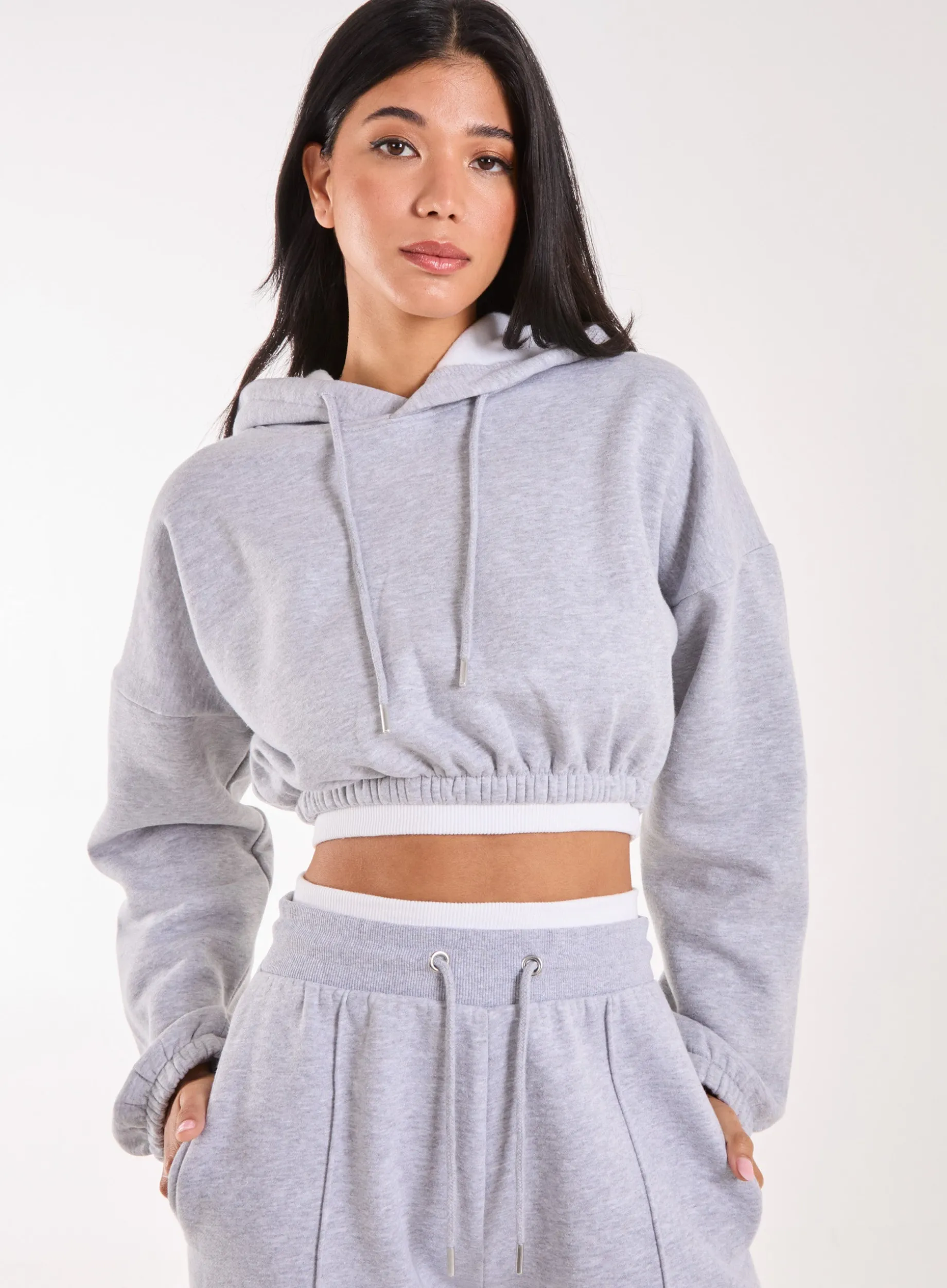 Contrast Waistband Cropped Hoodie