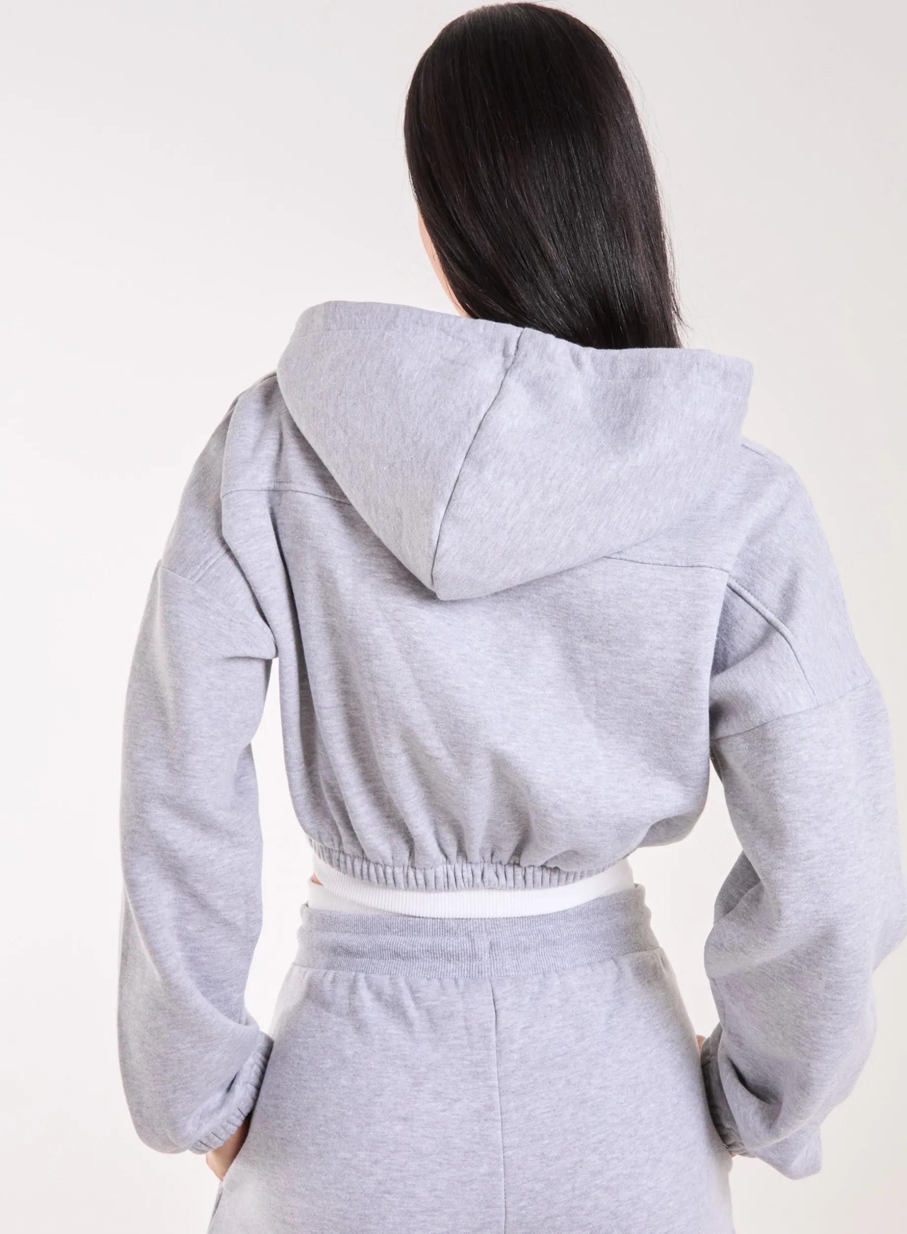 Contrast Waistband Cropped Hoodie
