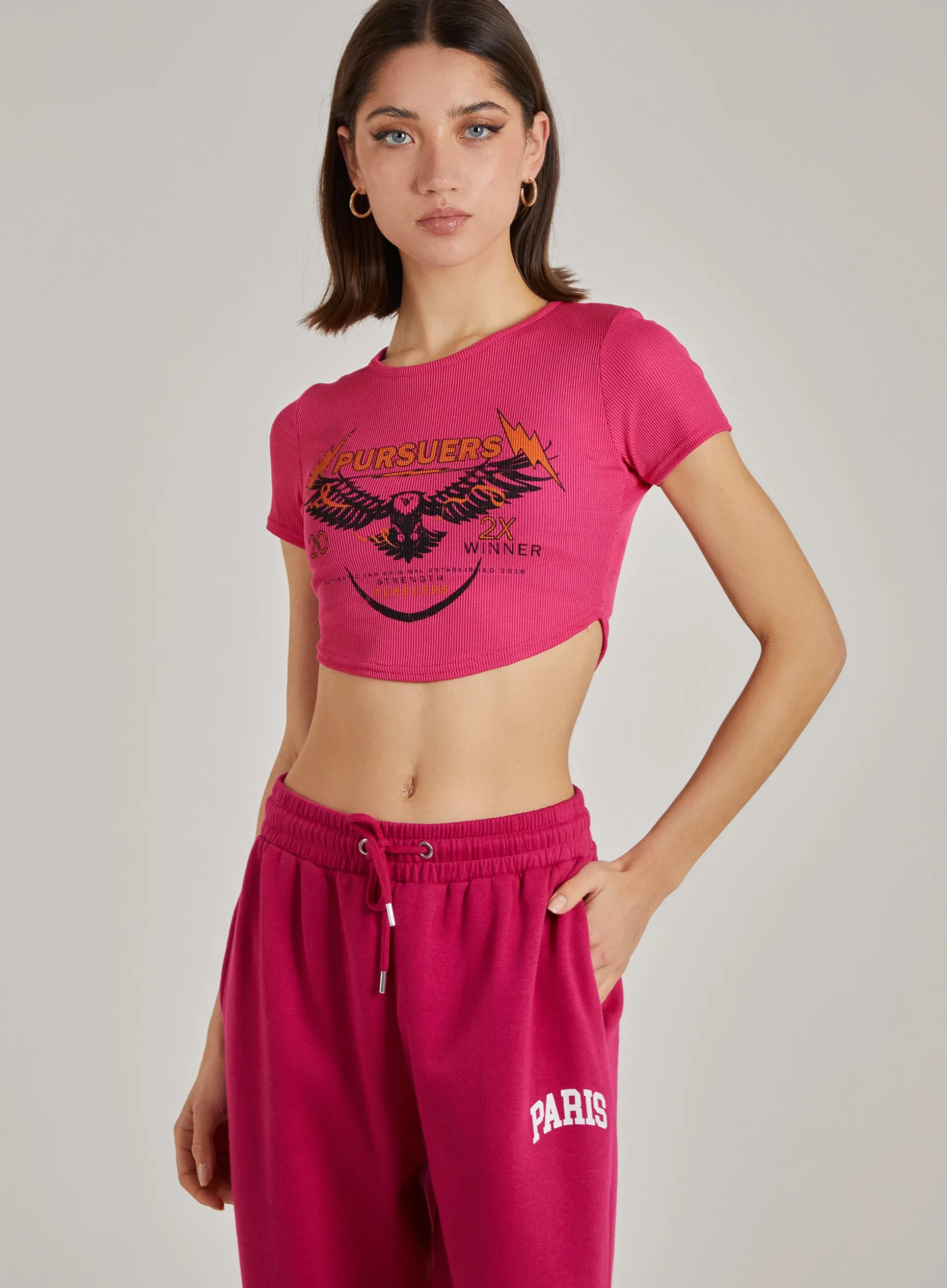 Cropped Ribbed Band Tee