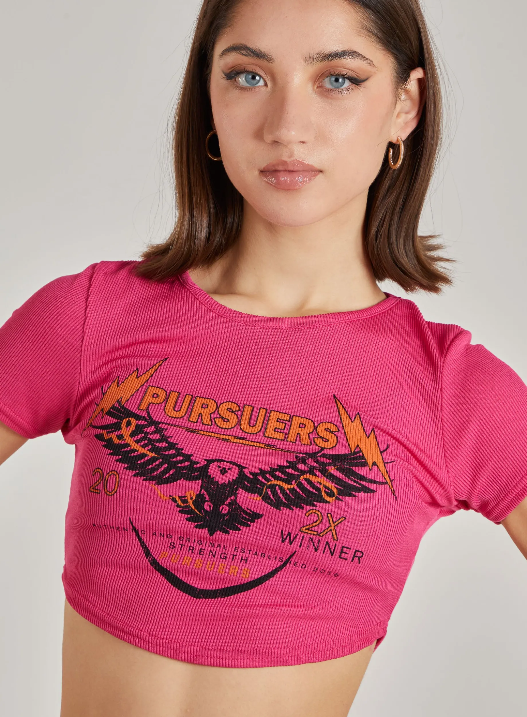 Cropped Ribbed Band Tee