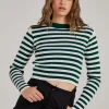 Cropped Striped Knit Jumper