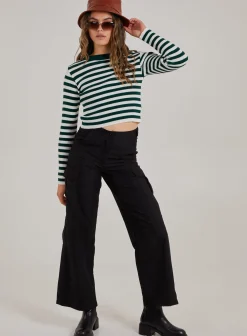 Cropped Striped Knit Jumper