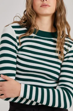 Cropped Striped Knit Jumper
