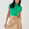 Cut Out Tide Side High Neck Crop Top