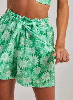 Daisy Print Tie Front Flippy Shorts