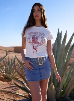 Denim Belted Mini Skirt