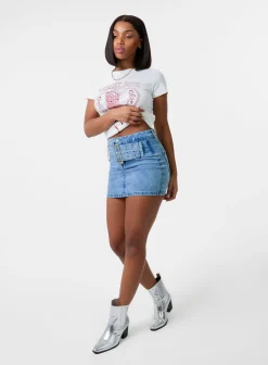 Denim Belted Mini Skirt