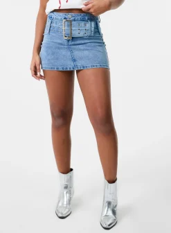 Denim Belted Mini Skirt