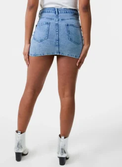 Denim Belted Mini Skirt