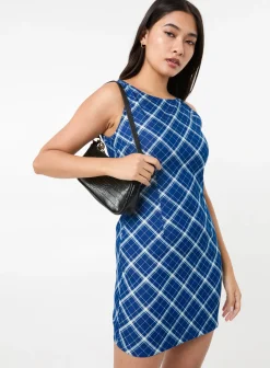 Denim Check Print Mini Dress