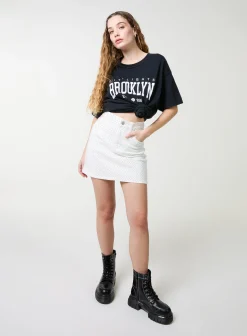 Denim Diamante Mini Skirt