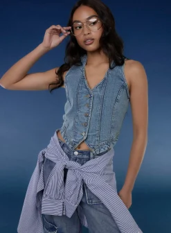 Denim Fitted Waistcoat