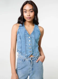 Denim Fitted Waistcoat