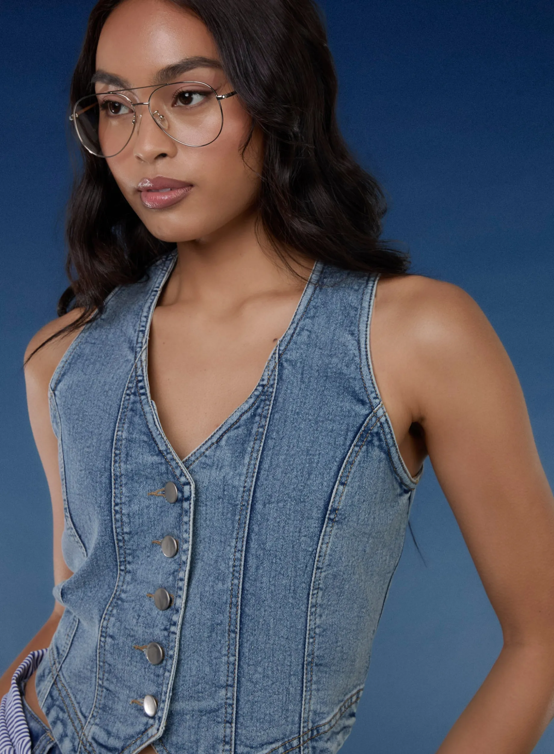 Denim Fitted Waistcoat