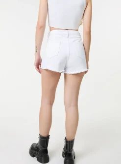 Denim Glitter Effect Diamante Shorts