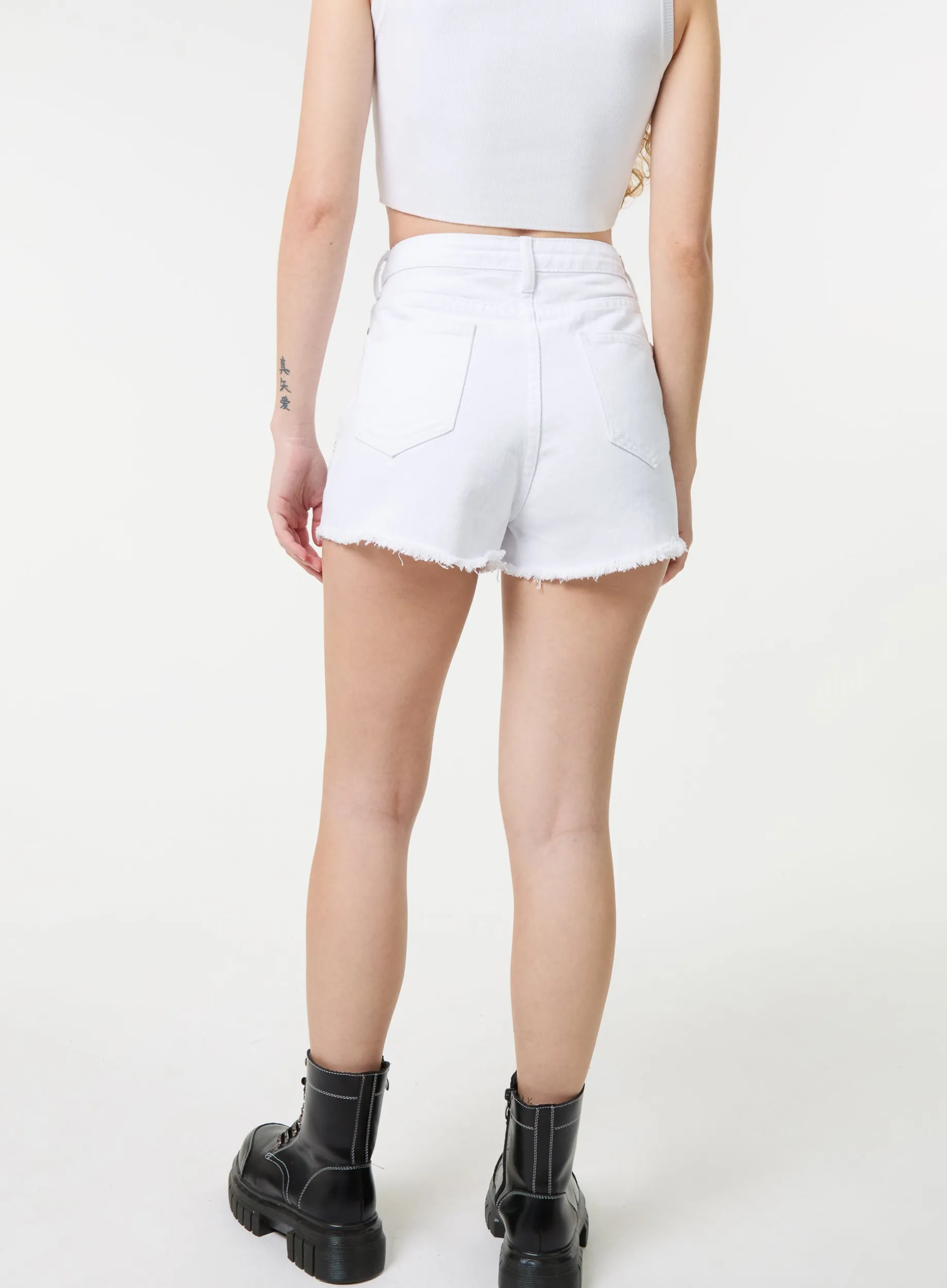 Denim Glitter Effect Diamante Shorts