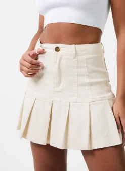 Denim Pleat Mini Skirt