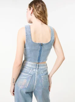 Diamante Denim Corset Top