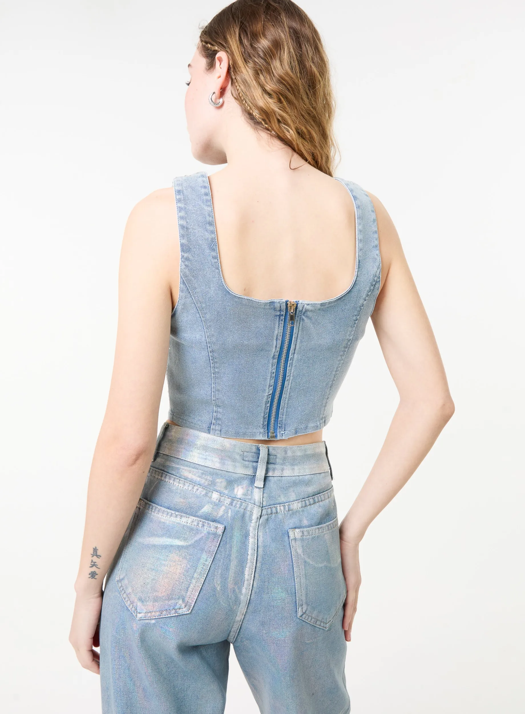 Diamante Denim Corset Top