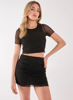 Diamante Mesh Top