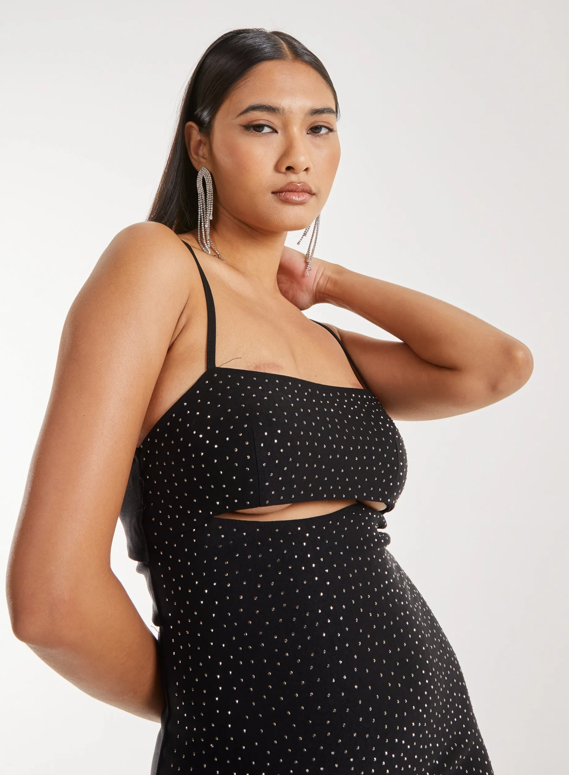 Diamante Peekaboo Mini Dress