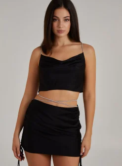 Diamante Strap Cowl Neck top