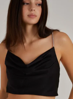 Diamante Strap Cowl Neck top