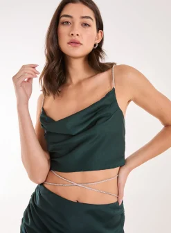 Diamante Strap Cowl Neck top