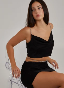 Diamante Strap Cowl Neck top