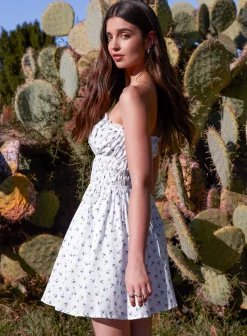 Ditsy Bandeau Mini Dress