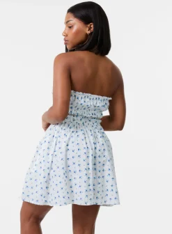 Ditsy Bandeau Mini Dress