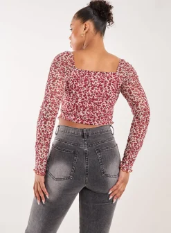 Ditsy Floral Print Long Sleeve Butterfly