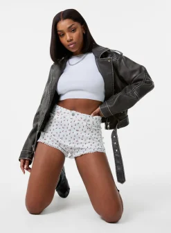 Ditsy Print Shorts with Lace