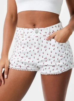 Ditsy Print Shorts with Lace