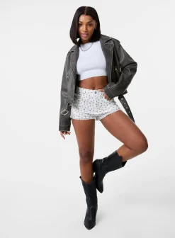 Ditsy Print Shorts with Lace