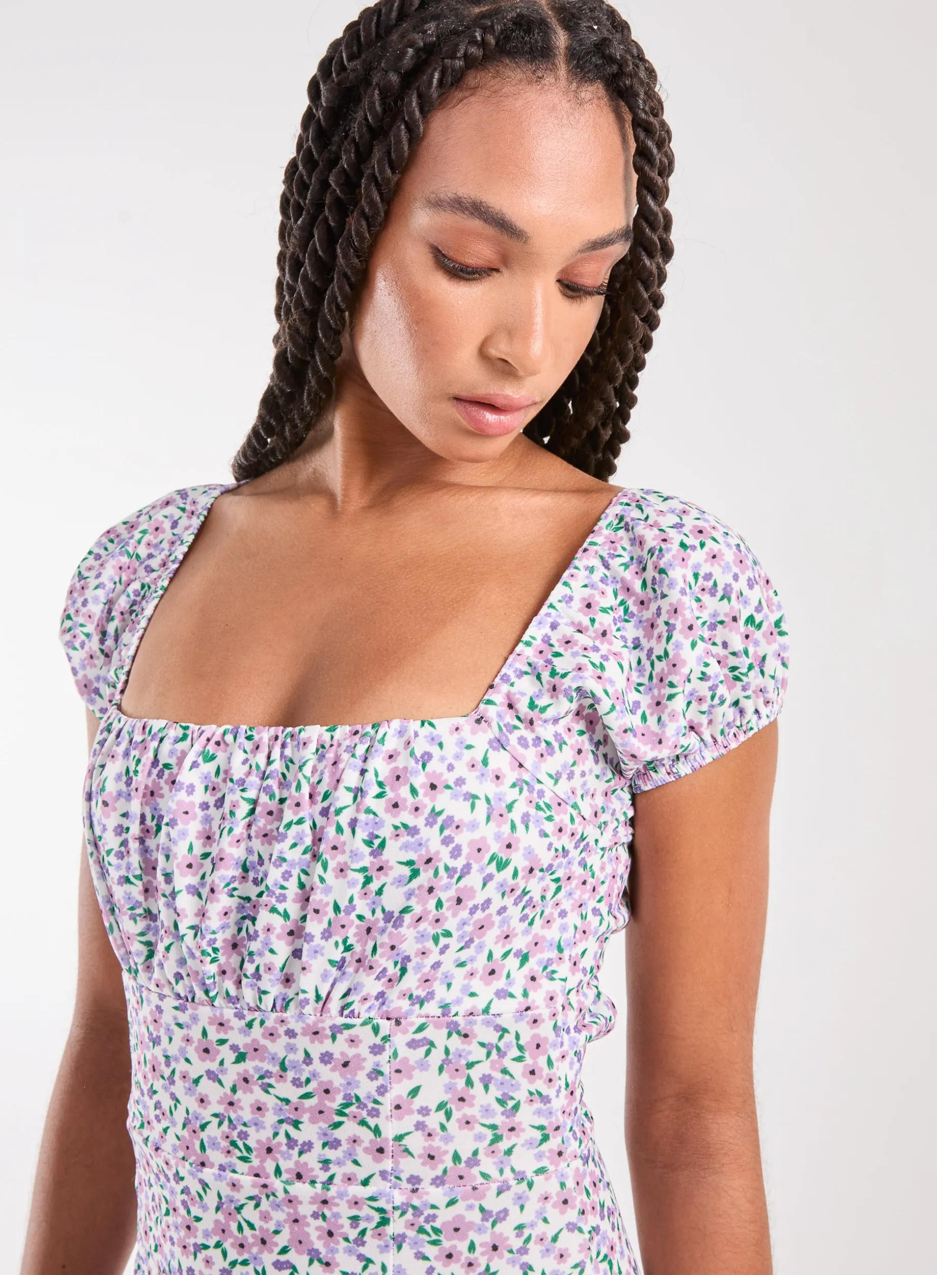 Ditsy Puff Sleeve Mini Dress