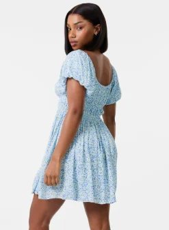 Ditsy Puff Sleeve Mini Dress With Shorts