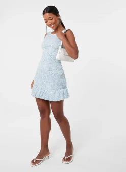 Ditsy Shirred Broderie Mini Dress