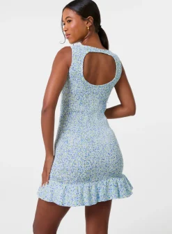 Ditsy Shirred Broderie Mini Dress