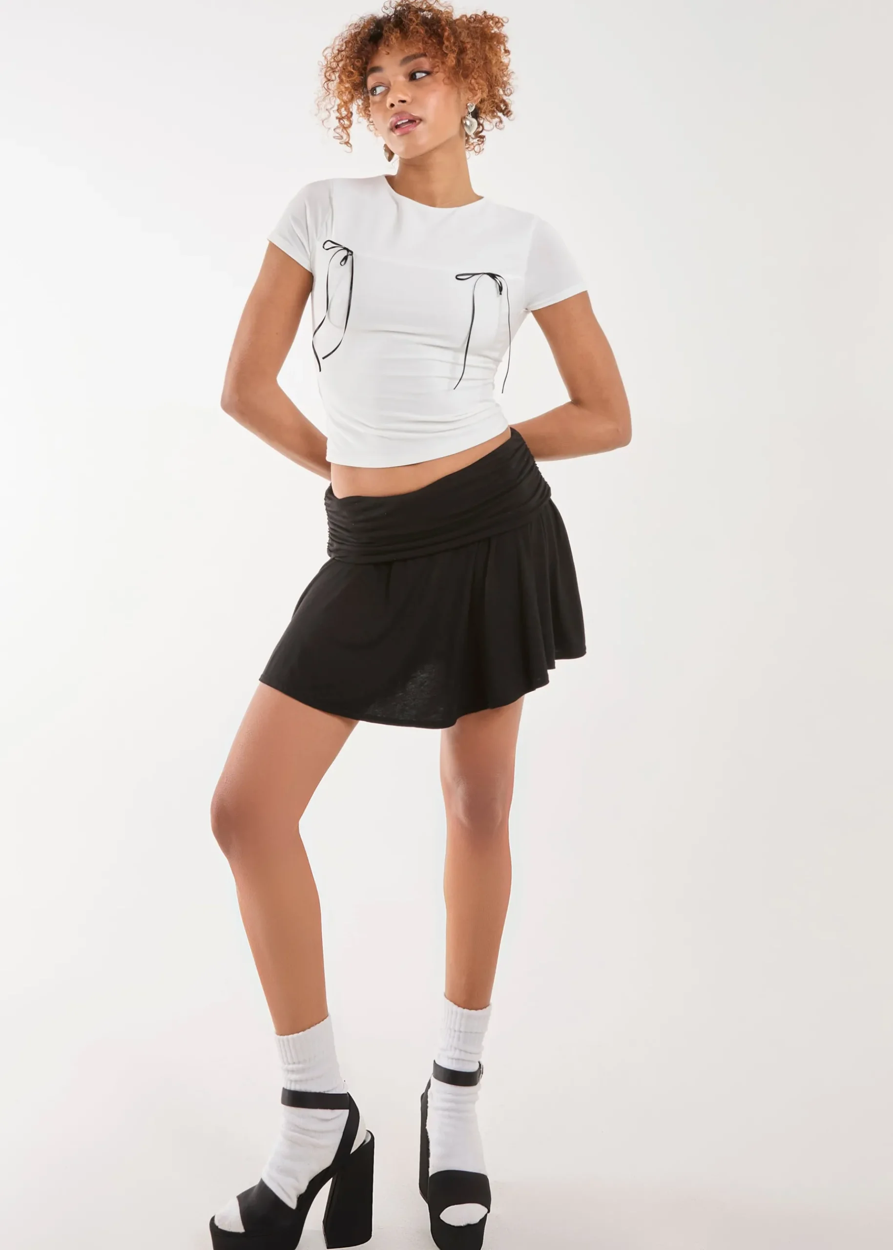 Double Fold Over Mini Skirt