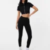 Double Zip Short Sleeve Rib Top