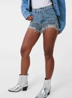 Embellished Diamante Denim Shorts